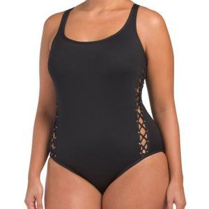 La Blanca NWT One Piece Swimsuit Tummy Control Supportive Fit Size 20 Black